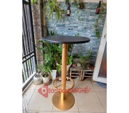 Bàn quầy bar mặt thép chân màu đồng