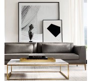 Bàn sofa chữ nhật khung inox mạ vàng mặt đá NTTD3200