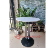 Bàn tròn cafe chân sắt decor mặt gỗ MDF màu trắng BS60