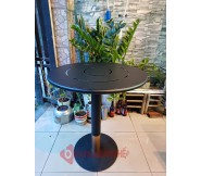 Bàn tròn cafe chân sắt decor mặt tôn BS67
