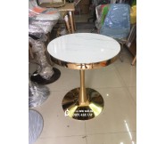 Bàn Tròn Cafe Chân Trụ Mạ Vàng BLM27