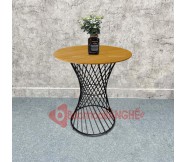 Bàn tròn cafe decor mặt gỗ chân nôm BSK43