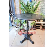 Bàn tròn cafe decor mặt tôn chân gang BS90