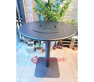 Bàn tròn cafe decor mặt tôn chân trụ đế vuông BS94