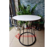 Bàn tròn cafe mặt đá chân lồng sắt BS96