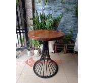 Bàn tròn cafe mặt gỗ chân nôm sắt BS56