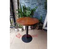 Bàn tròn cafe mặt gỗ chân sắt BS55