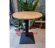 Bàn tròn cafe mặt gỗ chân sắt BS78