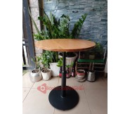 Bàn tròn cafe mặt gỗ chân sắt decor BS75