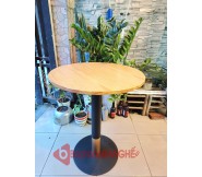 Bàn tròn cafe mặt gỗ chân trụ sắt BS81