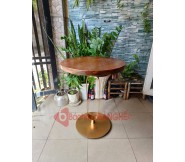 Bàn tròn decor mặt gỗ chân màu đồng BS51