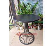Bàn tròn decor mặt thép chân nôm BS89