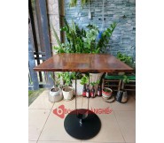 Bàn vuông cafe chân sắt decor mặt gỗ BS112
