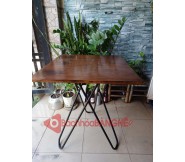 Bàn vuông cafe mặt gỗ chân chéo BS57