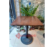 Bàn vuông cafe mặt gỗ chân gang BS102