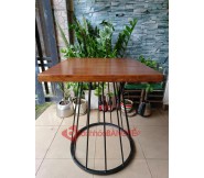 Bàn vuông cafe mặt gỗ chân lồng sắt BS106