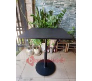 Bàn vuông cafe mặt MDF chân trụ sắt decor BS58