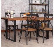 Bộ bàn ăn mặt gỗ chân sắt BA01NTT