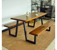 Bộ bàn ăn mặt gỗ chân sắt BA02NTT