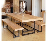 Bộ bàn ăn mặt gỗ chân sắt BA04NTT