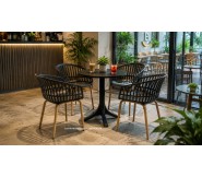 Bộ bàn ghế cafe bàn tròn nhựa màu đen hiện đại