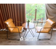 Bộ bàn ghế cafe ghế sắt nệm 122