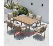 Bộ bàn ghế cafe sân vườn ngoài trời khung nhôm dây dù 205