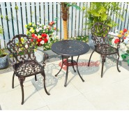 Bộ bàn ghế cafe sân vườn sân thượng hồ bơi nhôm đúc 179