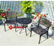 Bộ bàn ghế cafe sân vườn sân thượng hồ bơi nhôm đúc 185