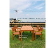 Bộ bàn ghế gỗ quán ăn nhà hàng sân vườn, sân thượng BT12