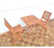 Bộ bàn ghế gỗ xếp lùn cafe ban công sân thượng BT11