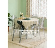 Bộ bàn ghế nhựa trong suốt cafe tiếp khách