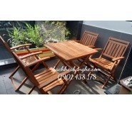 Bộ bàn ghế xếp gỗ cho quán cafe, sân thượng, khu dã ngoại ngoài trời BT10