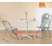 Bộ bàn ghế xếp trong suốt decor cafe tiếp khách cửa hàng văn phòng 229