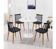 Bộ bàn tròn cafe màu trắng ghế nhựa chân sắt giả gỗ