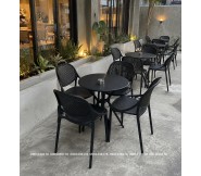 Bộ bàn tròn ghế cafe nhựa đúc sân vườn màu đen