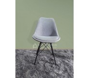 Ghế nệm bọc vải bố chân sắt màu xanh xám GLM27A
