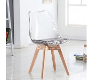 Ghế Nhựa Trong Suốt Chân Gỗ Sồi GLM113
