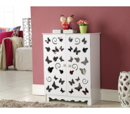 Tủ giày 3 tầng hoa văn cánh bướm màu trắng