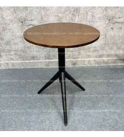 Bàn tròn cafe decor mặt gỗ cao su chân sắt BS114