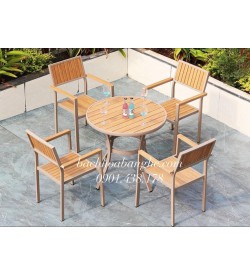 Bộ bàn ghế cafe nhà hàng sân vườn sân thượng ban công nhôm đúc 209