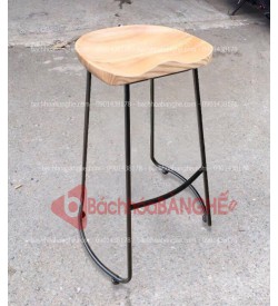 Ghế quầy bar mặt gỗ chân sắt uốn cong GBT04
