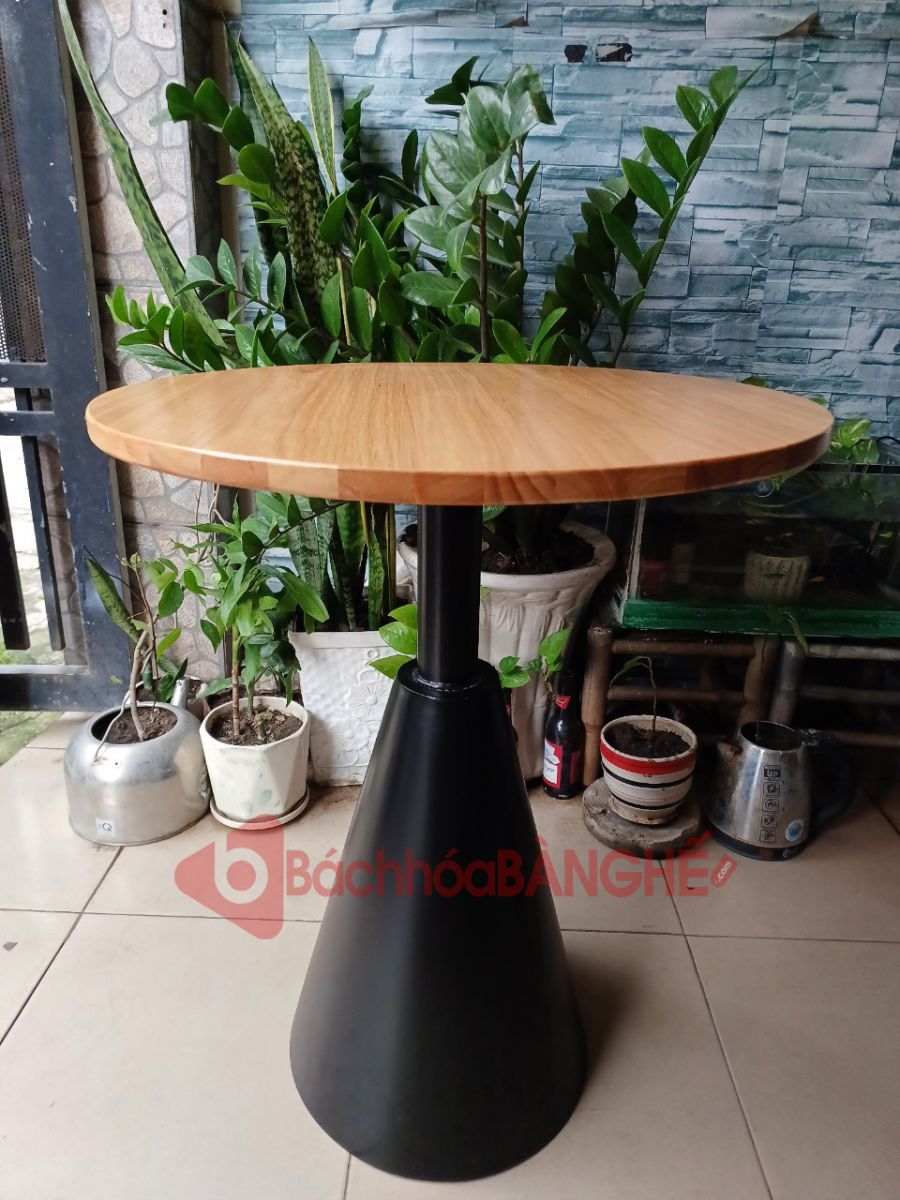 Bàn tròn cafe mặt gỗ chân nón BS79