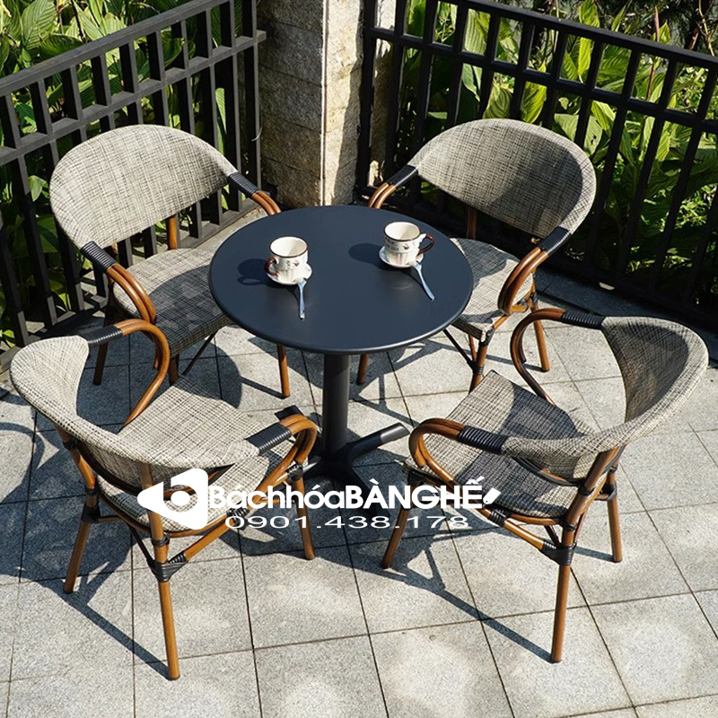 Bàn tròn cafe thép carbon sân vườn ngoài trời BSV26