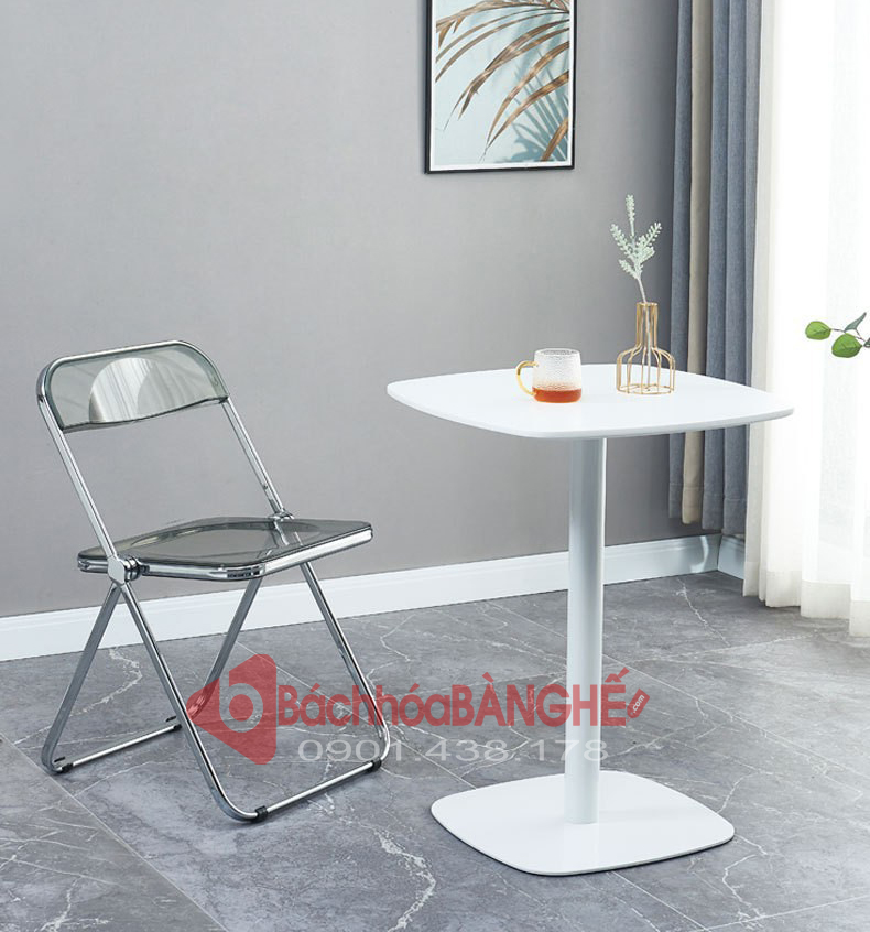 Bộ bàn ghế xếp trong suốt decor cafe tiếp khách cửa hàng văn phòng 235