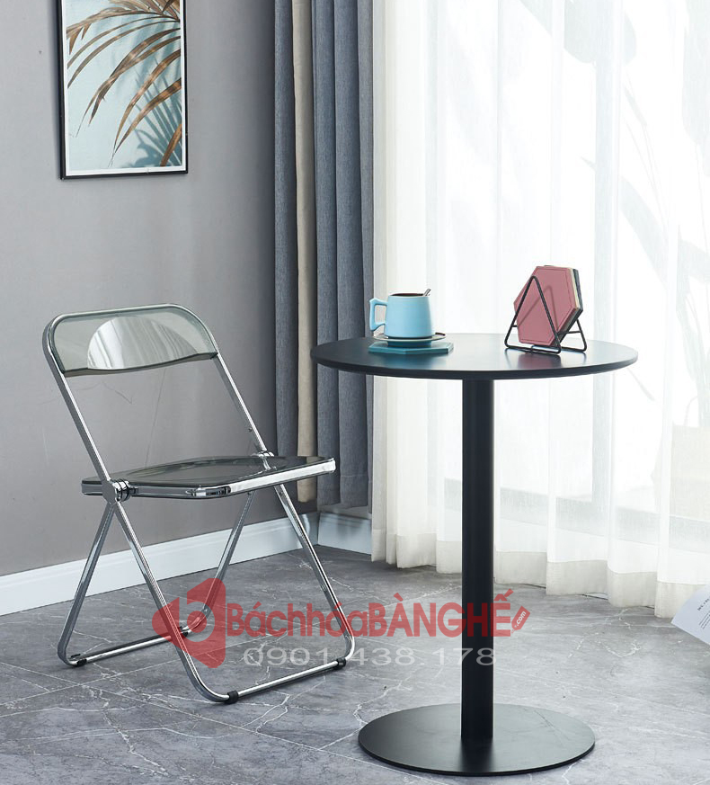 Bộ bàn ghế xếp trong suốt decor cafe tiếp khách cửa hàng văn phòng 236