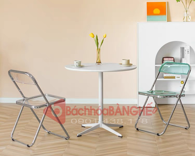 Bộ bàn ghế xếp trong suốt decor cafe tiếp khách cửa hàng văn phòng 229
