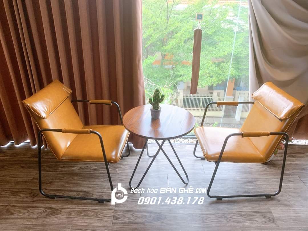 Bộ bàn ghế cafe ghế sắt nệm 122