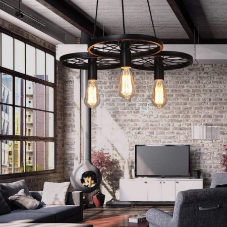 Đèn thả vintage 3 bánh xe DT64/3