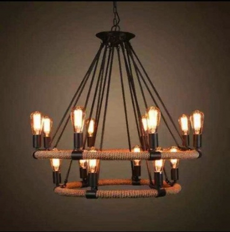 Đèn thả chùm dây thừng vintage 14 bóng 130 /14